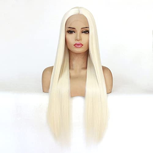 60# Blonde Lace Front Perücke Lange Gerade 13x4 Lace 26In | hitzebeständigem Syntehtic für Ersatz Perücke