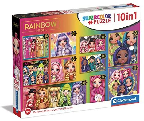 Clementoni - 20273 - Supercolor Puzzle 10 In 1 Rainbow High - Kinderpuzzle 10 in 1 (3x18, 4x30, 2x48 und 1x60 Teilen) - Puzzle Für Kinder Ab 4 Jahren, Made In Italy