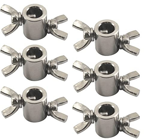 (6 Stück) M6 Hand Twist Drahtseilklemme 304 Edelstahl Kabelclip mit Flügelschraube