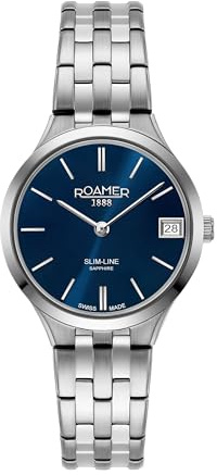 Roamer - Armbanduhr Date Slim-Line Classic Ladies - Quartz Uhrwerk - Gehäusebreite: 30 mm - Edelstahl - 5 ATM