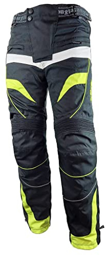 Bangla Herren Motorrad Hose Motorradhose Protektoren Textil schwarz neon Weiss 3XL