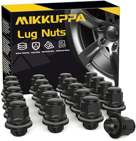 MIKKUPPA M12x1.5 Lug Nuts - 20pcs One-Piece Black OEM Factory Style Mag Seat Lug Nuts - Replacement for Toyota Lexus Scion Pontiac Factory Wheels
