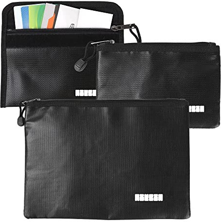 Nikbin wasserabweisende & feuerfeste Dokumententasche - 3er-Set Dokumentenbox A4 & Kompaktformat - Dokumentenmappe aus Fiberglas & Aluminum - Tasche für Dokumente