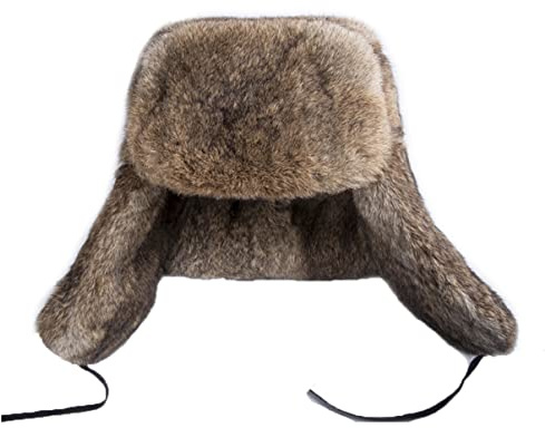 XUYUZUAU Männer Herren Hut Echtes Kaninchenfell Fliegermützen Hüte Trapper Hut Pelzmütze Winter Warmen