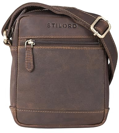 STILORD Björn Kleine Herren Tasche aus Echtleder Umhängetasche für Männer Moderne Crossbody Bag für Freizeit Festival City Vintage Taschen aus Leder Farbe:Cognac - Dunkelbraun