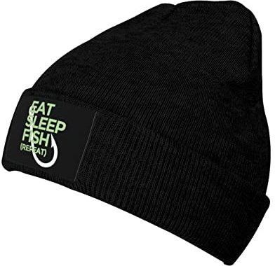 501 Herren Damen Mütze Eat Sleep Fish Wiederholen Slouchy Turban Leicht Beanie Weich Kopf Wraps Für Laufen Adult Winter