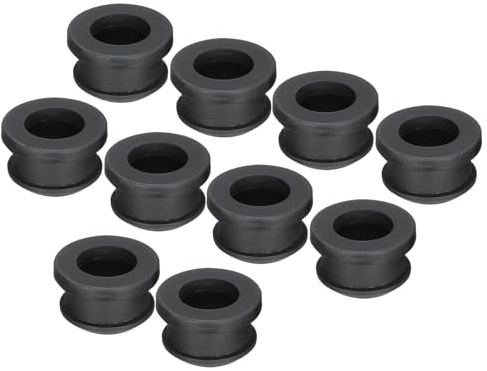 sourcing map 10Pcs Snap Rubber Grommet Plug Mount Dia 15mm ID 11mm Seal Anti-Scratch for Electrical Box Cable Pipe Black