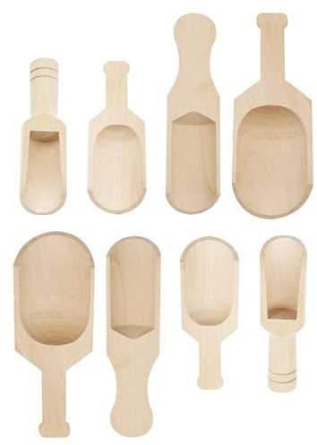 SRJQXH 8 Stück Holzlöffel Set, Kleine Holzlöffel für Küche, Gewürzlöffel, Mehlschaufel, Salzlöffel, Teelöffel, Holzlöffel Klein, Natürliche Holz Küchennutensilien für Backen und Kochen