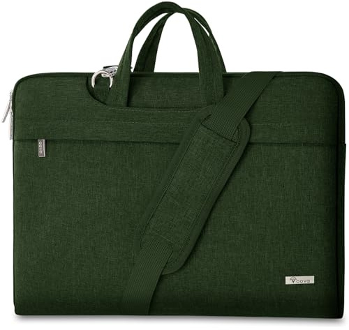 Voova Laptoptasche Tasche 15 15,6 16 Zoll Notebook Schultertasche Umhängetasche Tragetasche Notebooktasche leicht mit Versteckbarer Griff für Laptop 15.6 Grün