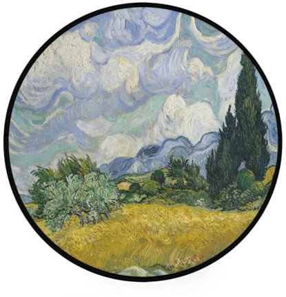 Ksajwzf Runder Teppich, 91 cm, Aquarell-Baum, moderner Teppich, rutschfeste Unterseite, weicher Teppich, Kinderspielmatte, Ölgemälde für Eingangsbereich, Wohnzimmer, Schlafzimmer, Innenbereich