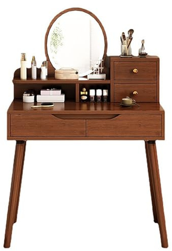 GLMGBP Schminktisch mit Spiegel und Beleuchtung, Schlafzimmer-Schminktisch, einfache Form, großes Stauraum, 3 Beleuchtungsmodi