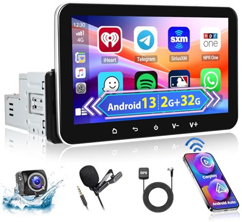 Hikity 2+32G Android 13 Autoradio 1Din Zenza fili Carplay Android Auto con Schermo 7 Pollici Schermo Radio 1 Din con Navigazione GPS WIFI Bluetooth Radio FM EQ Mirror Link SWC Telecamera Posteriore