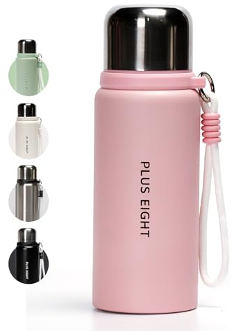 Pluseight Bouteille isotherme avec paille, 600 ml, en acier inoxydable 18/8, réutilisable, anti-fuite, pour le sport, le gymnase ou le bureau, sans BPA, garde au froid 24H, au chaud 12H (Rose)