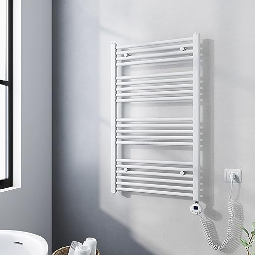 Radiatori da Bagno Radiatore Elettrico con termostato 1000 x 600mm, radiatore scaldasalviette Elettrico radiatore scaldasalviette Asciugamano 500 Watt Bianco