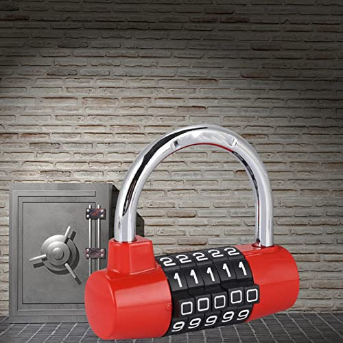 Padlock, No Key Required, Convenient to Use, 5-Digit Combination, Safe to Use, Security Item, Anti-Theft, Security Lock, Auxiliary Lock, Lock (Red)
