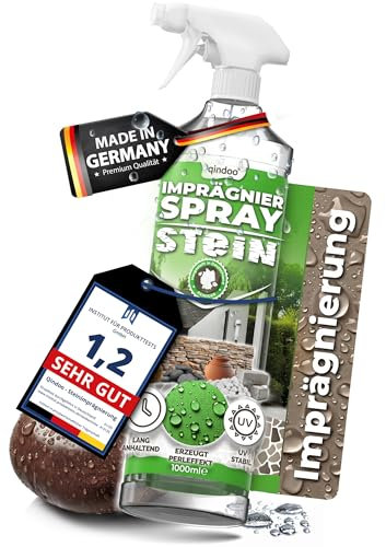 Qindoo Steinimprägnierung Außen & Innen I Stein Imprägnierer universell anwendbar I Haus, Garten oder Balkon imprägnieren, Steinversiegelung (Transparent, 1 Liter)