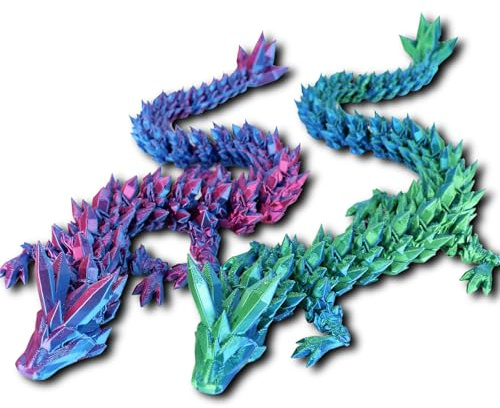 AHEJIOO 2 stycken kristalldrake figur dekor, tryckt rörlig 3D-drake, vuxna barn presenter leksaker