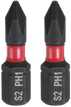 QUARKZMAN 2pz Punte Cacciavite PH1 Phillips 1/4 Attacco Esagonale 25mm/1 Lunghezza Punte a Croce Magnetiche in Acciaio S2 Punte Cacciavite Industriali per Trapano Elettrico