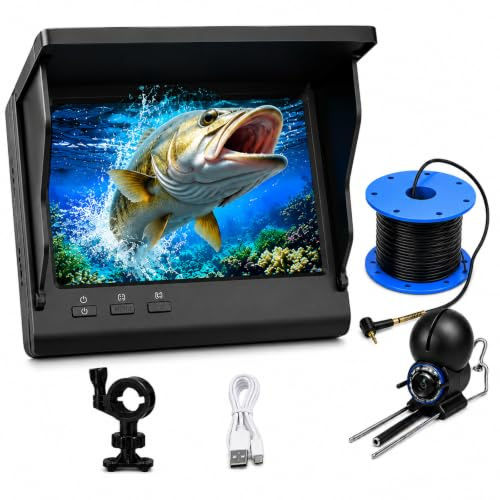 Caméra de pêche sous-marine avec écran LCD IPS de 4,3 et luminosité de 1500 cd, objectif HD ultra large 220°, câble de 30,5 m, batterie de 5000 mAh pour la pêche sur glace, lac, bateau, kayak
