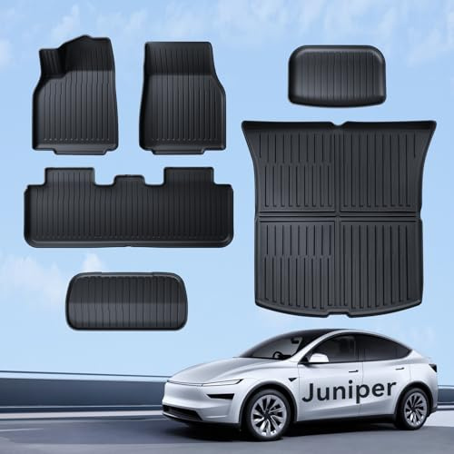 LANTU golvmattor 6 st för Tesla Model Y 2025-2026 Premium/Performance TPE allväder 3D hög kant halkfri vattentät bagagematta 3-lagers design för modell Y Premium/Performance tillbehör