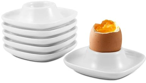 aghoer 6 Stück Eierbecher Keramik, Eierbecher, Eierbecher Porzellan, mit Ablage Eierständer, Eierbecher Stapelbar mit Ablage, für Hart und Weichgekochten Eiern