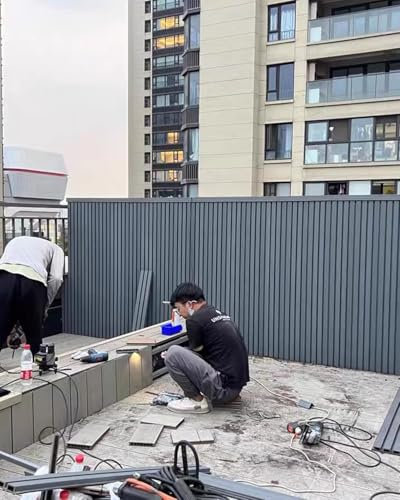 Cloture Jardin Exterieur Brise-vue Extérieur en Métal Décor de Patio Autoportant, Clôture à Lattes de 1 2 3 4 5 6 7 8 Pieds de Hauteur pour Portail, Porte/ Balcon, Colonne Composite Bois-plastique(21.