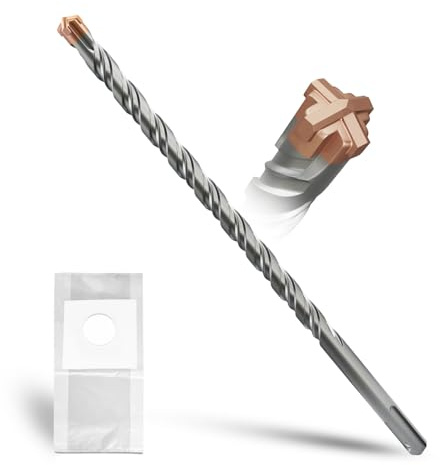 METOTY Broca SDS Plus de 12 mm × 260 mm, con 4 cuchillas de metal duro, cabeza con revestimiento, broca de piedra, martillo de hormigón, para piedra, hormigón, piedra natural, pared de ladrillo