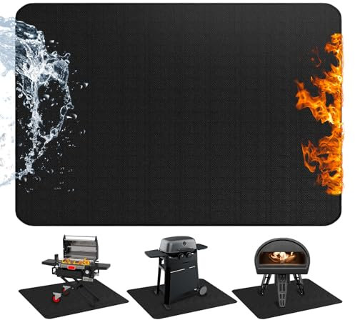 Tappeto Barbecue Da Esterno, 65×48 Riutilizzabile Tappeto Ignifugo 165×120 cm Grande Pieghevole Tappetino Ignifugo Adatto Per Braciere Barbecue Pavimento Patio Prato Campeggio Camino