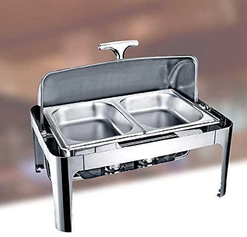 WOTZOV Vassoi scaldavivande elettrici per Buffet, scaldavivande in Acciaio Inox con Coperchio a Rullo, scaldavivande, 9 l，ElectricityGN1/2
