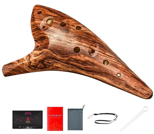 OCARINA 12 buche ergonomiche in legno cereno ad assissione strumento Ocarina con istruzione strumento musicale portatile resistente agli shock leggero per principianti, bambini, professionisti