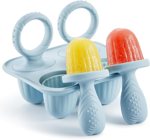 Moldes de silicona de 4 asas para paletas de bebé, moldes de helado reutilizables de fácil liberación para manos pequeñas