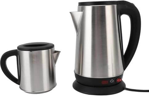 Vvikizy Set de Hervidor de Teteras Turco Eléctrico de Acero Inoxidable, 1L y 2L y 2L Negro, Hervidor de té de té de té de Hierbas Eléctricas de Hervidor de té (Enchufe de la UE 220V)