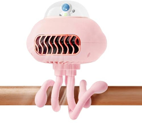 Ventilador de cochecito con clip: dispositivo de enfriamiento con control de viento de velocidades, soporte de trípode flexible | Ideal para carruajes para bebés, cunas, escritorios de oficina, v