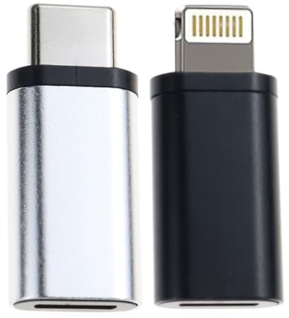 USB C to Lightning Adapter (Black) & Lightning to USB C Adapter (Silver) for iPhone 16 15 14 13 12 11 Pro Max, iPad/Air5/Mini6, Samsung Galaxy S24/S23/S22, MacBook, Pixel, Not for Audio/OTG/Headphones