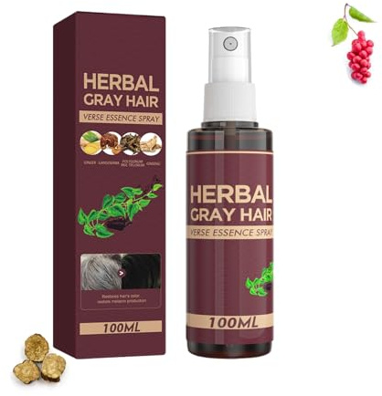 Spray capillare vegetale per capelli grigi, spray colorante coprente e addensante, essenza di cura naturale a base di erbe, ritocco radice istantanee e resistenti al sudore (1 pezzi)