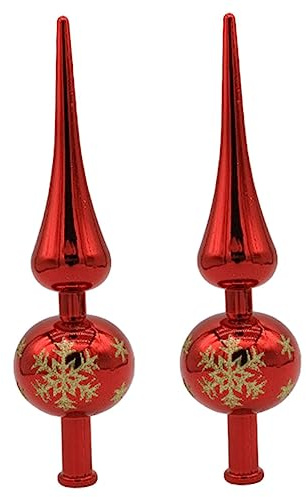 SMASOLO 2 Pezzi Puntale Sferico Rosso Decorazione Natale Leggera e Resistente in Addobbi Natalizi per Albero Facile da Usare e Stabile per Festa e Casa