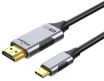USB C auf HDMI Kabel 4K 60Hz 2M, USB Typ C zu HDMI UHD Kabel Geflochtenes Thunderbolt 3/4 Adapter Kabel Video Konverter kompatibel mit iPhone 15 16 Pro Max MacBook Pro Air iPad Samsung S24 S23 Dell