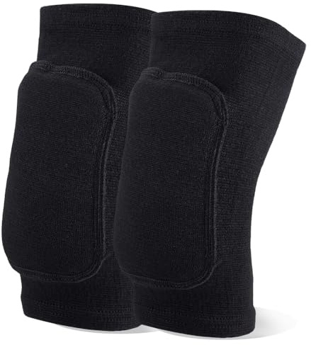 CREATCABIN Volleyball Knee Pads for Women Men Soft Breathable Sports Knee Pads Knees Protective High Elasticity Knees Brace for Basketball Football Dance Yoga Workout Cycling Black Medium 9x4.5 Inch