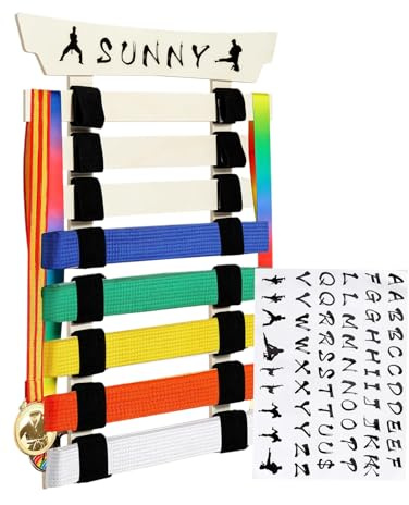 Luieonm Karate Belt Display Rack - Martial Arts Belt Display Organizer for Adults,No Assembly Required Sports Equipment Storage Solution for Men Women Kids Children Teens Beginners