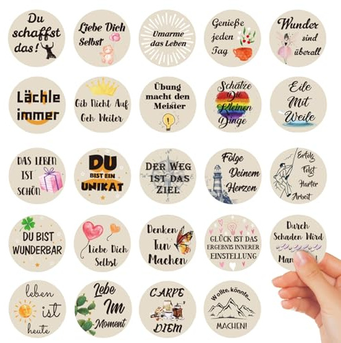 SUpoetry 24 Stück Rund Glücksbringer aus Holz, Glücksmünzen Holz mit Sprüchen, Kleine Mutmacher Geschenk Glücksbringer Kinder Tischdeko für Prüfung Familie Kollegen Freund Weihnachten Geschenke