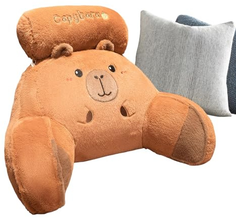 Genérico Cojín De Descanso para Cama con Brazos,Capybara Design Respaldo Ergonómico | Almohadón de Sofá con Brazos | Soporte Lumbar Cervical Adultos Niños Lectura Sofá Descanso