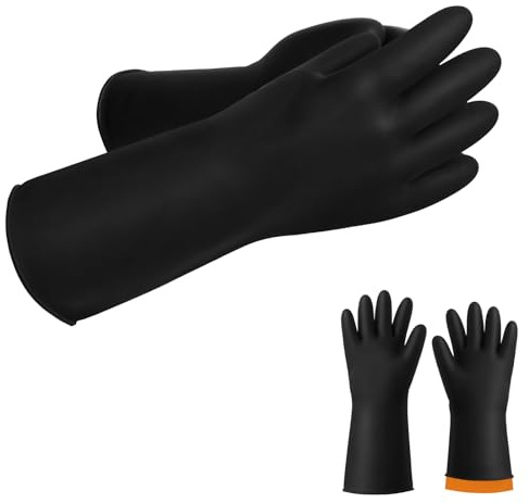 ANOMM Guantes Latex Impermeables, Guantes Trabajo Multiuso, Alta Protección Química y Resistencia, Guante de Látex Reutilizables, para Químicos, Mecanico, Seguridad Hogar, 35 cm (13.77 Zoll), 1 par