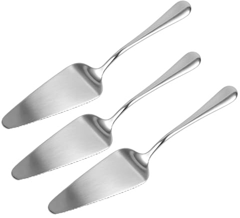 Juego de 3 espátulas de acero inoxidable para tartas, espátula para lasaña incluida, cuchillo para tarta con borde dentado, apto para lavavajillas en cocina y restaurante