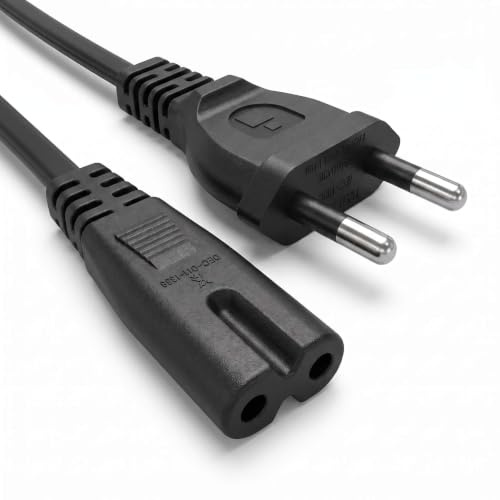 Tech- © IEC C7 Figur 8 nätkabel, kompatibel med C8, 1 m, svart | Pluggfigur 8, längd 1 meter, färg svart, kontakt C7/C8