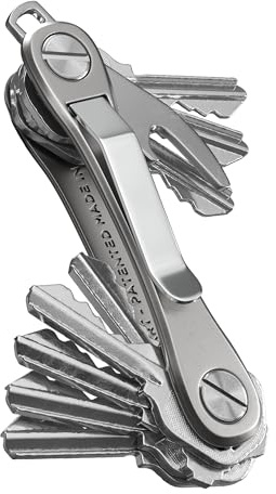 KeySmart Rugged - Multitool Key Holder for Keychain w/Bottle Opener and Pocket Clip, Organizer for Keys, EDC Keychains, Ring for Car Fobs Key Chains, Expandable (Up to 14 Keys, Titanium)