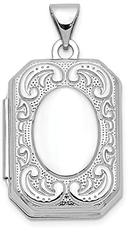 Diamond2Deal Medaillon-Anhänger für Damen, 14 Karat Weißgold, 20 mm, Buchform, Bordüre