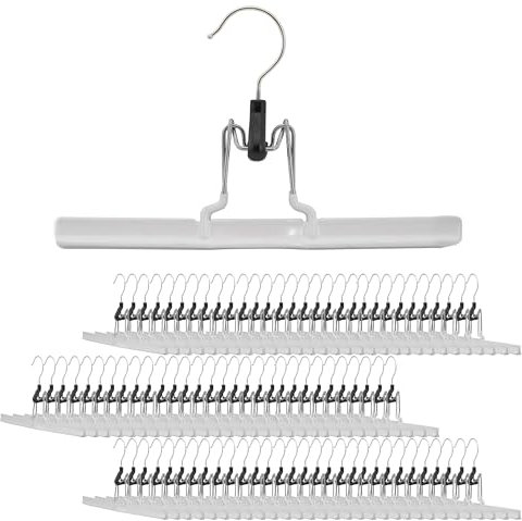 MAWA Modell M26 Reston Lloyd Hosen-Klemmbügel aus Stahl mit Rutschfester Griff-Beschichtung, Legierter Polyvinylchlorid (PVC), Weiß, Set of 90