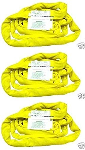 BA Products Qty. 3, 38-RSY-6-x3, 6' Yellow Round/Lifting Sling for Wrecker, Rollback, Crane & More!
