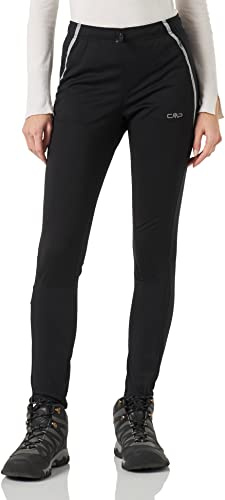 CMP Damen Long Softshell Hose Lauf Running | Hybrid-Design aus Stretch Performance Fleece leicht, Softshell-Windschutz im Frontbereich, Vorgeformte Kniepartien & Slim Fit