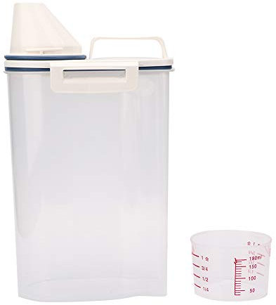 Contenedor de almacenamiento de alimentos, recipiente hermético para alimentos para mascotas con taza métrica Vierta el pico del cubo sellado Caja de almacenamiento a prueba de humedad para perros ch